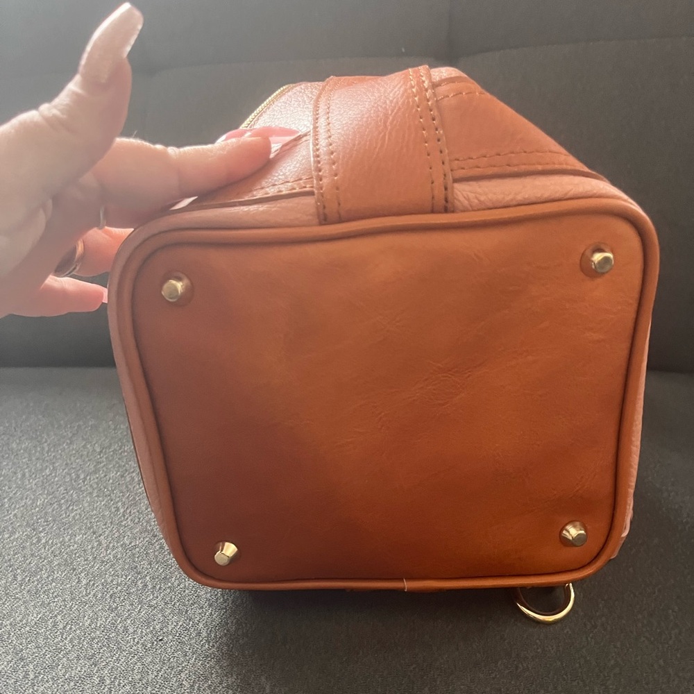 Valentina Brown Leather Mini Satchel with Gold Hardware - Picture 7 of 13